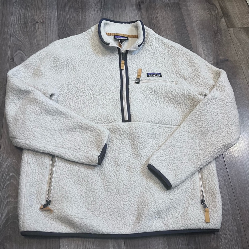 Patagonia Retro-X Teddy Sherpa Off White Thermal 1/4 Zip Size L